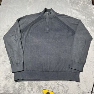 Brooks Brothers Red Fleece Pullover Mens Large Vintage‎ Washed Blue 1/4 Zip